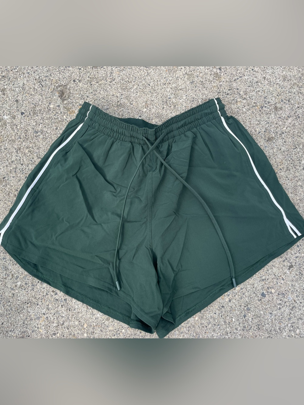 Women’s Dark Green Athletic Shorts with Contrast Piping and short liner